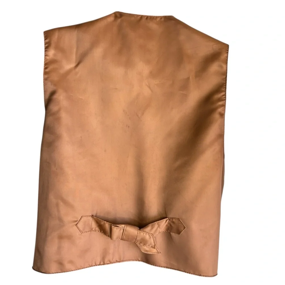 Gitano vintage Brown Women's button down genuine leather western Vest sz M - Picture 5 of 6